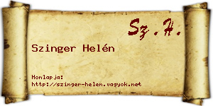 Szinger Helén névjegykártya